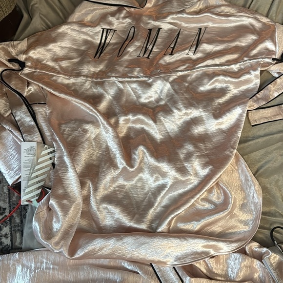 Off-White x FWRD Satin Crepe Floral Embroidered Pajama Set Large NWT2800$ - Picture 16 of 17